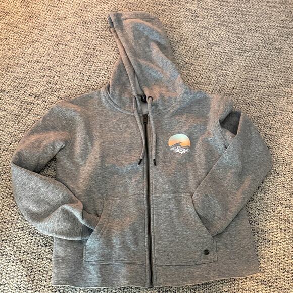 Roxy Jackets & Blazers - Roxy Gray Juniors Hoodie Jacket with Sunset Design